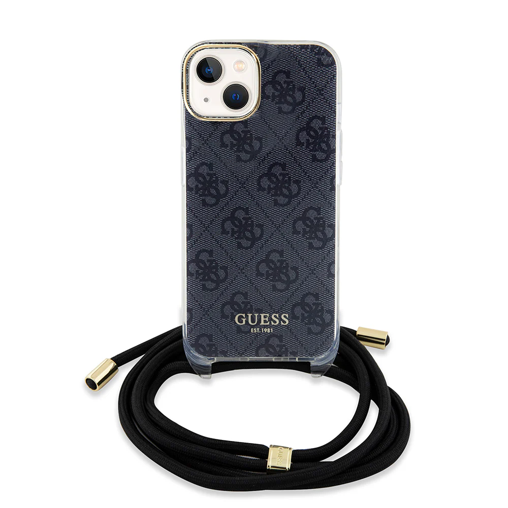 Case for Apple iPhone 15, Guess, 4G IML Printed Crossbody, Black - Image 3