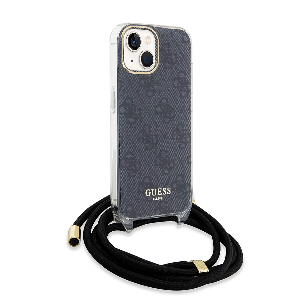 Case for Apple iPhone 15, Guess, 4G IML Printed Crossbody, Black - Image 4