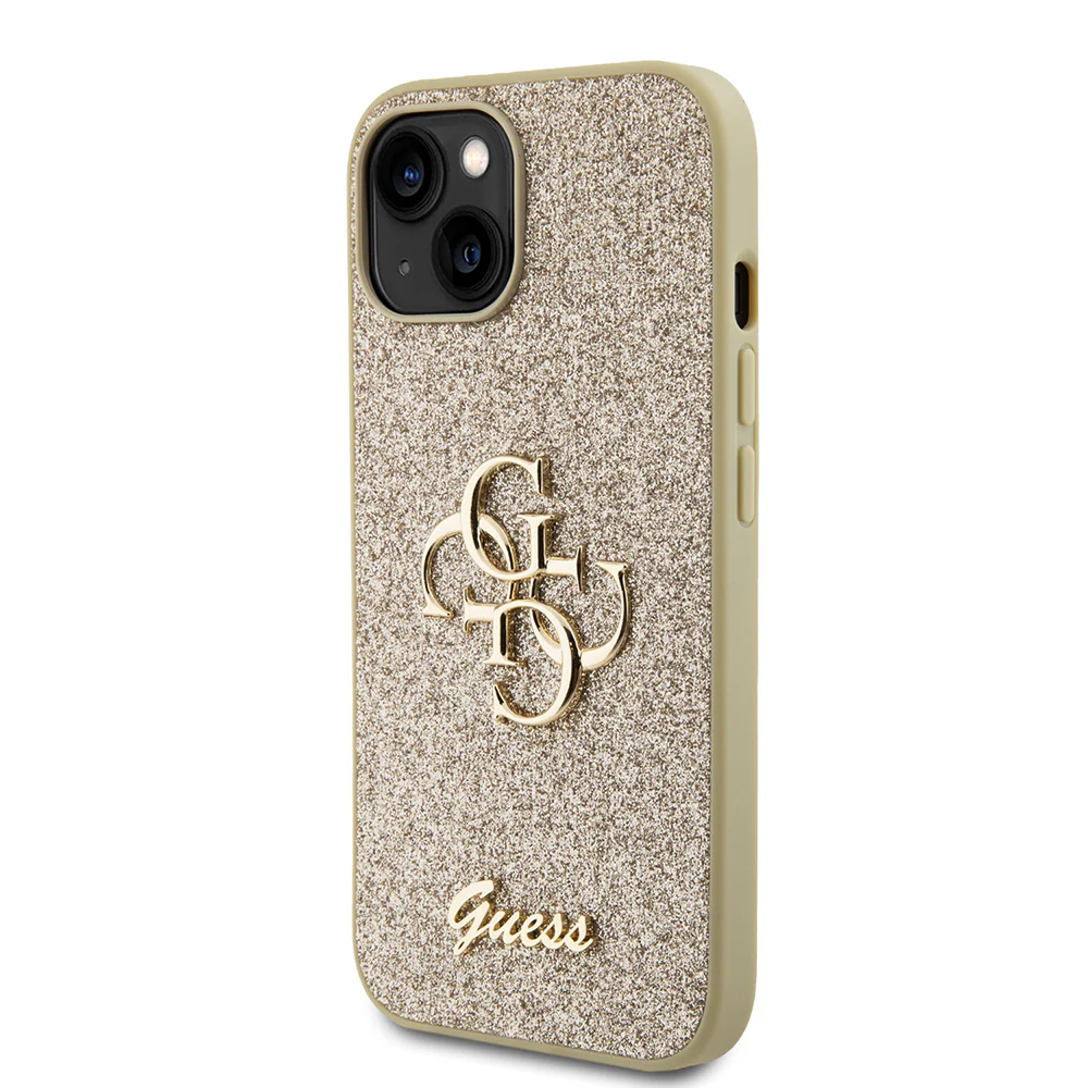Case for Apple iPhone 15, Guess, Glitter Big 4G Script, Gold - Image 4