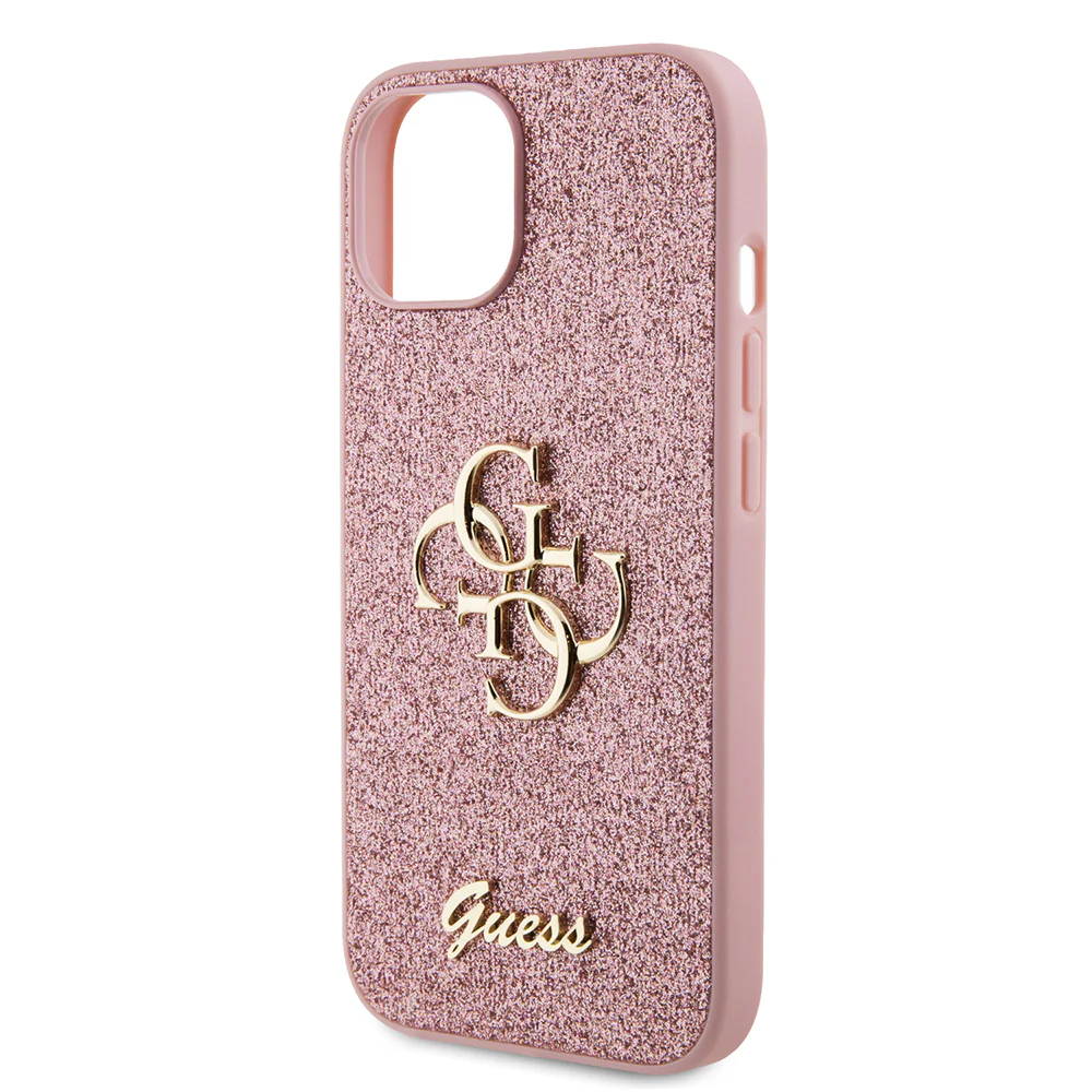 Case for Apple iPhone 15, Guess, Glitter Big 4G Script, Pink - Image 5