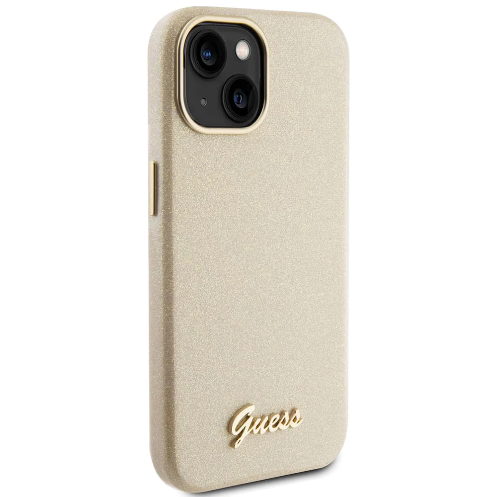 Case for Apple iPhone 15, Guess, Glitter Glossy Script, Beige - Image 4