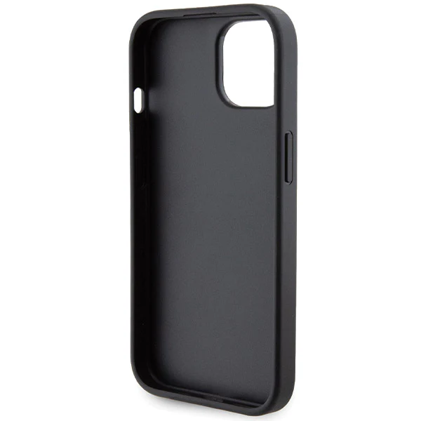 Case for Apple iPhone 15, Guess, Grip Stand 4G Saffiano Strass, Black - Image 6