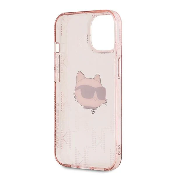 Case for Apple iPhone 15, Karl Lagerfeld, IML Luxury Monogram Choupette's Head, Pink - Image 4