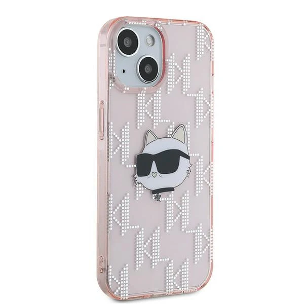 Case for Apple iPhone 15, Karl Lagerfeld, IML Luxury Monogram Choupette's Head, Pink - Image 7