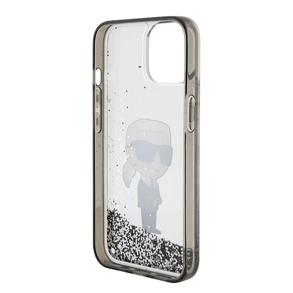 Case for Apple iPhone 15, Karl Lagerfeld, Liquid Glitter Ikonik Karl, Transparent - Image 4