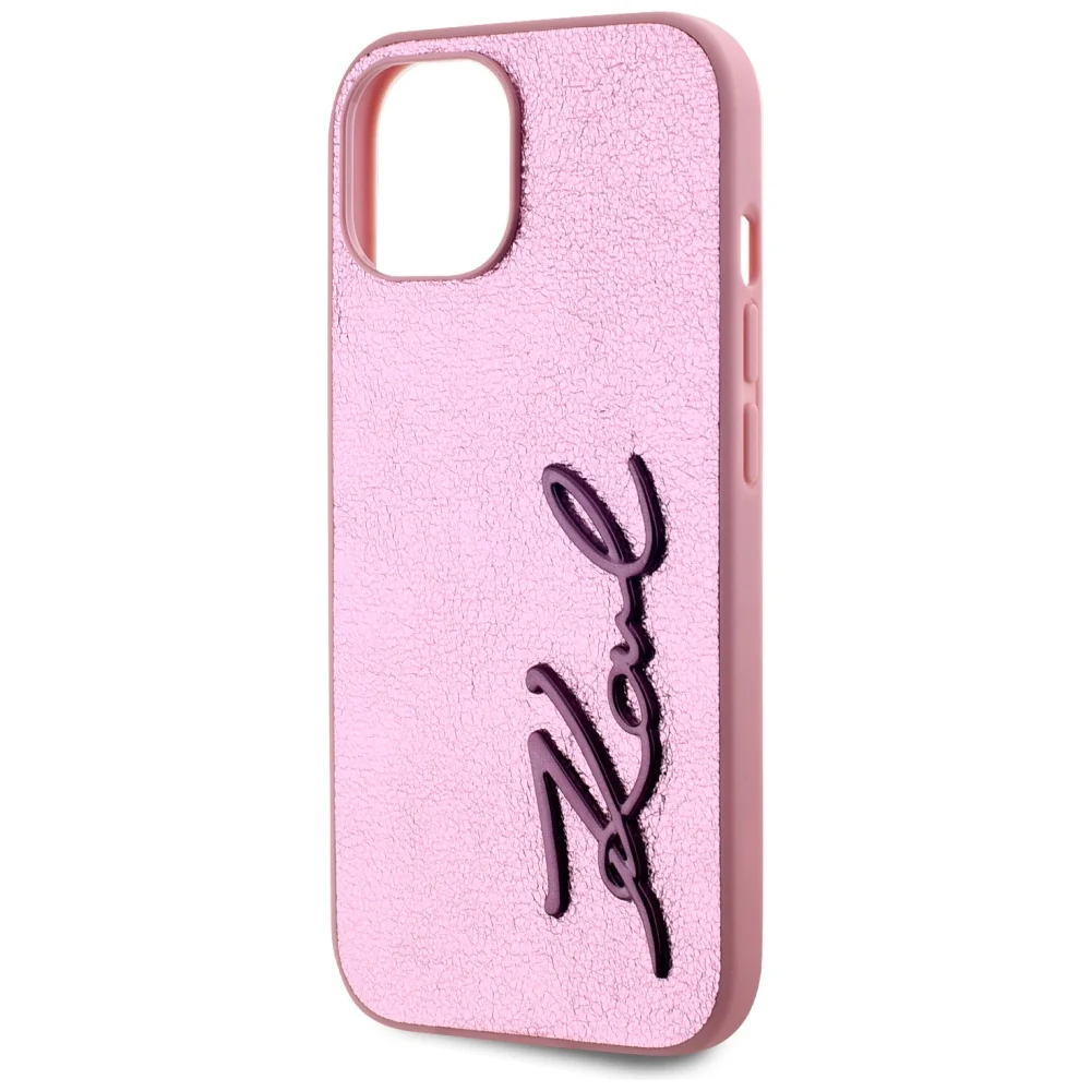Case for Apple iPhone 15, Karl Lagerfeld, Metal Signature, Pink - Image 6