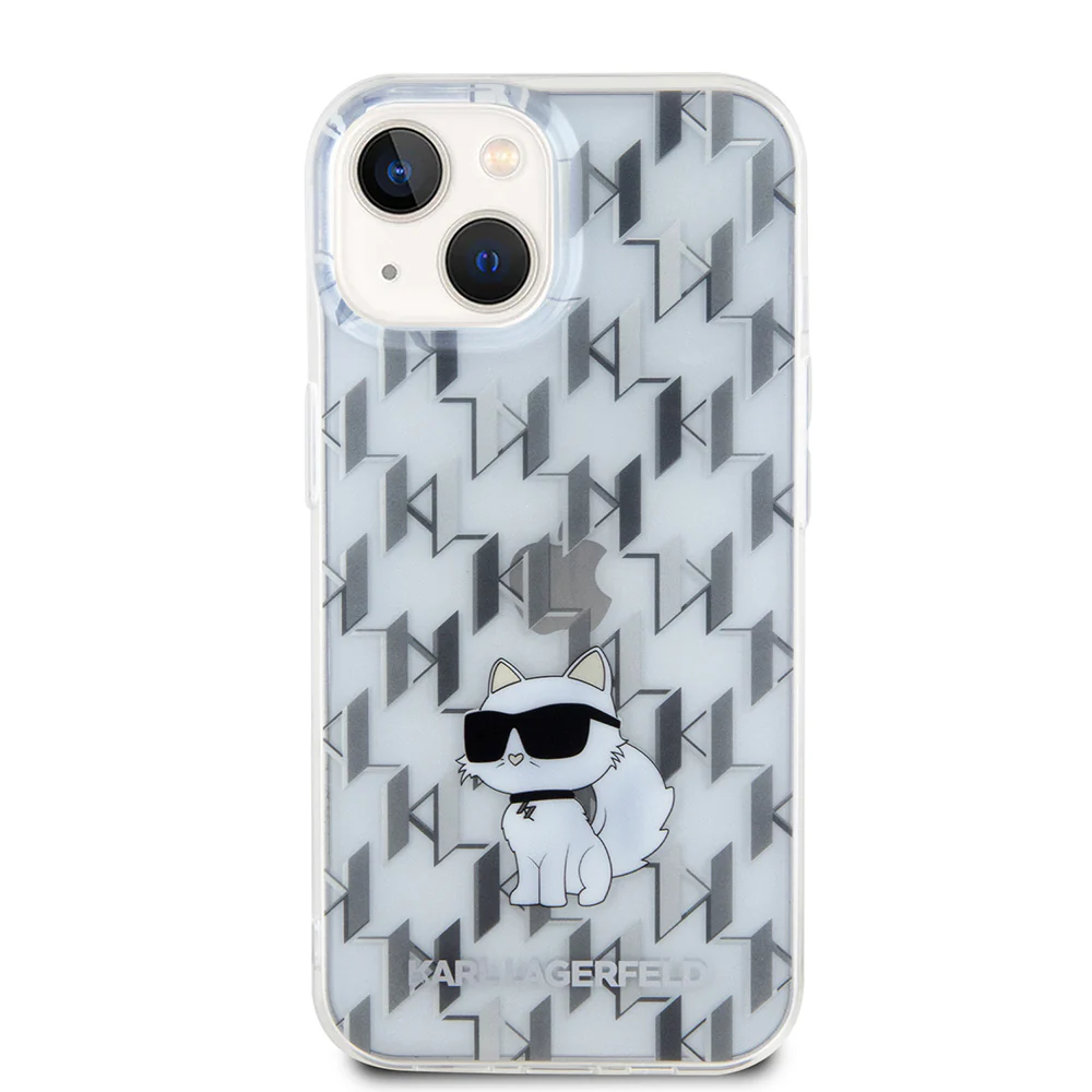 Case for Apple iPhone 15, Karl Lagerfeld, Monogram Choupette, Transparent - Image 2