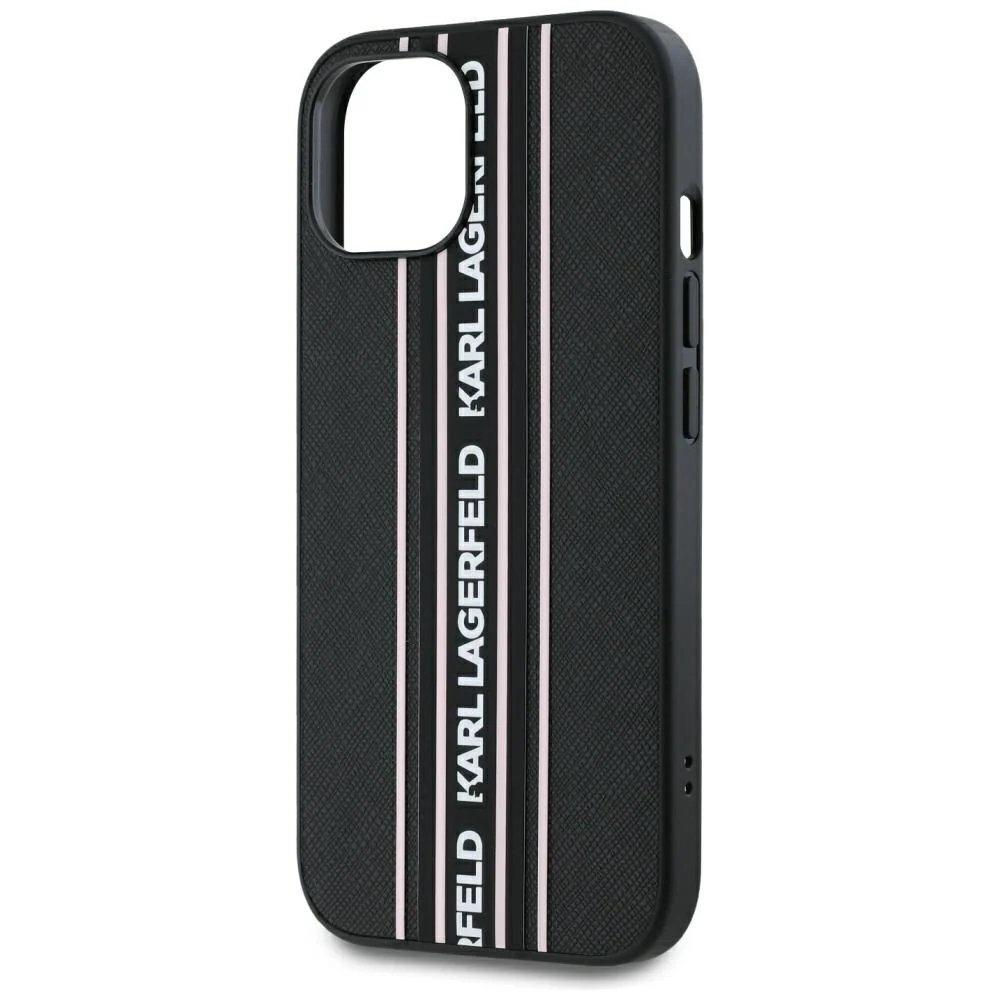 Case for Apple iPhone 15, Karl Lagerfeld, Saffiano Athleisure Stripes with Strap, Pink - Image 6