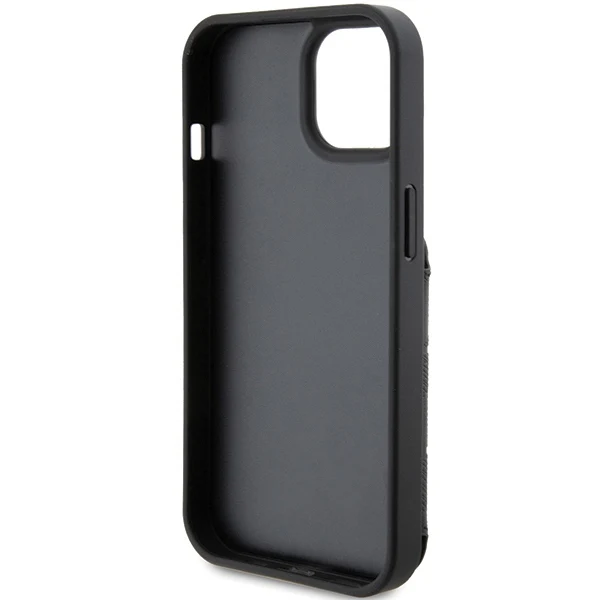 Case for Apple iPhone 15, Karl Lagerfeld, Saffiano Cardslots and Stand Monogram Ikonik Karl, Black - Image 6