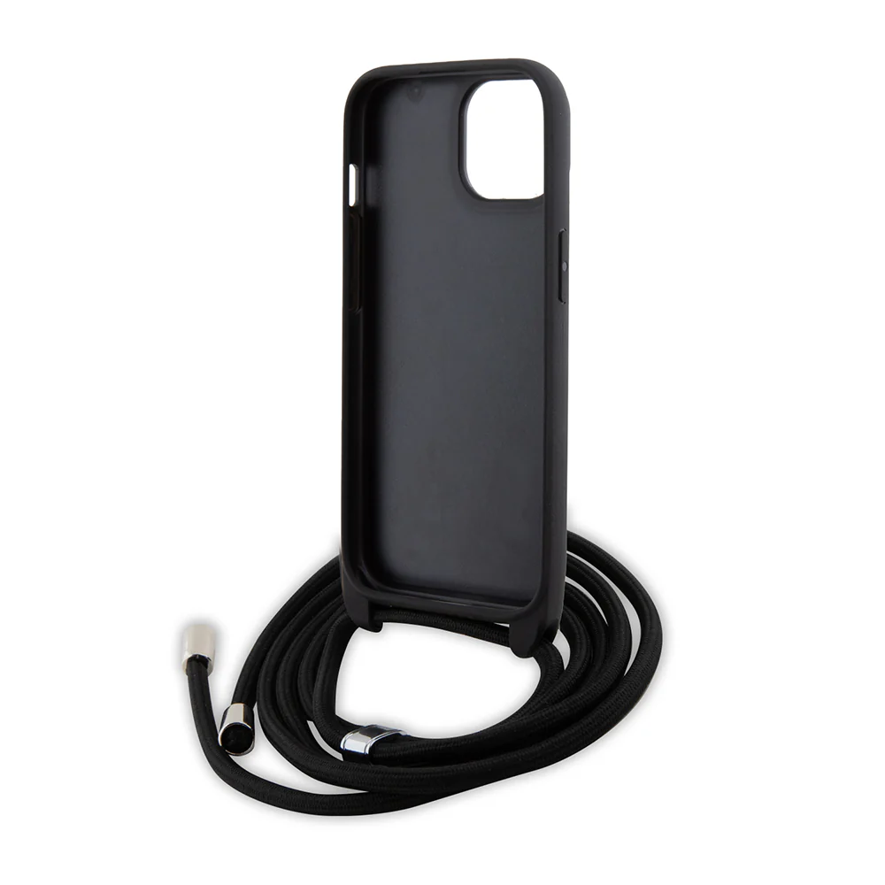 Case for Apple iPhone 15, Karl Lagerfeld, Saffiano Crossbody Monogram Metal Pin Karl, Black - Image 4