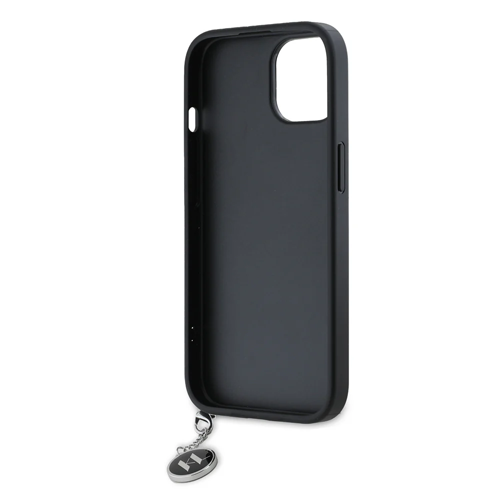 Case for Apple iPhone 15, Karl Lagerfeld, Saffiano Rhinestones & Charm, Black - Image 6