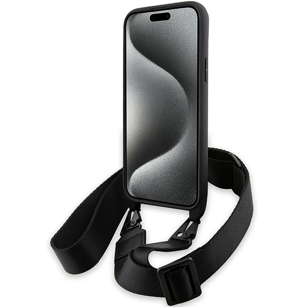 Case for Apple iPhone 15 Plus, BMW, M Edition Carbon Stripe & Strap, Black - Image 3