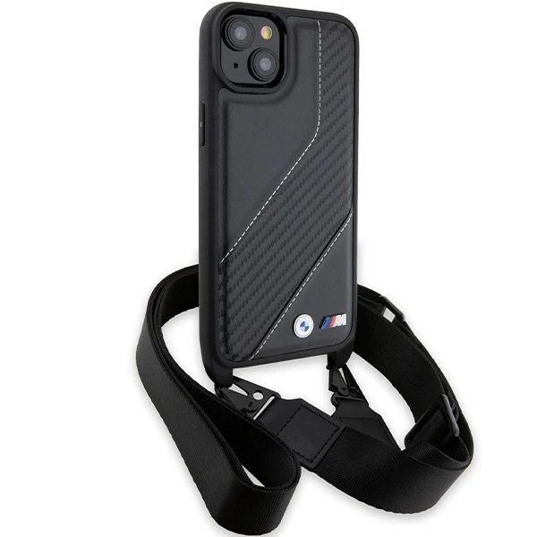 Case for Apple iPhone 15 Plus, BMW, M Edition Carbon Stripe & Strap, Black - Image 5
