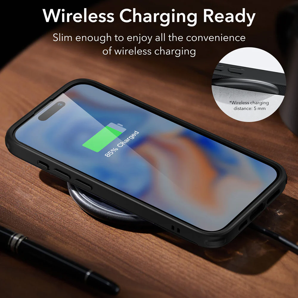 Case for Apple iPhone 15 Plus, ESR, Air Shield Boost Kickstand, Black - Image 4