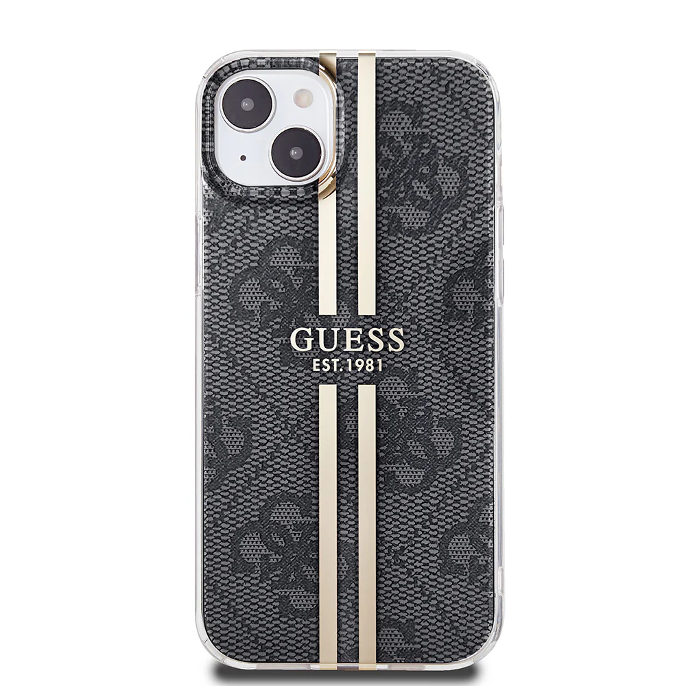 Case for Apple iPhone 15 Plus, Guess, IML 4G Gold Stripe, Black - Image 3