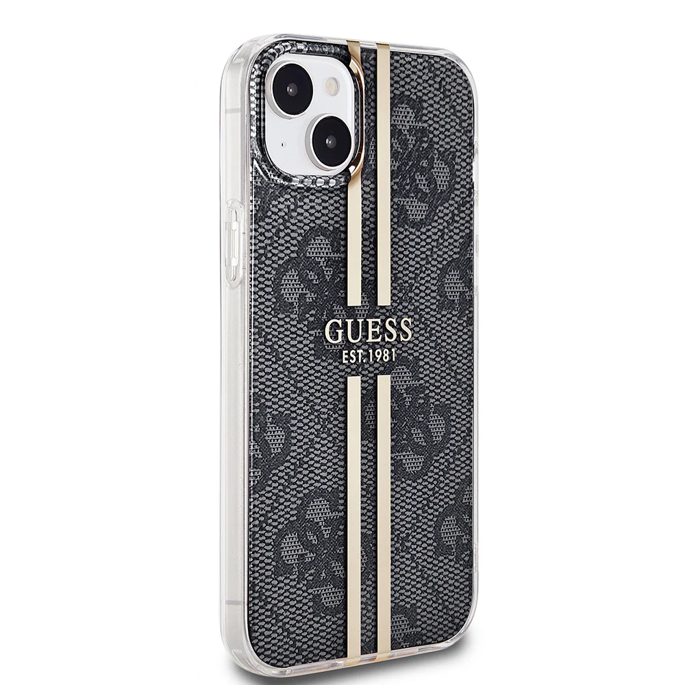 Case for Apple iPhone 15 Plus, Guess, IML 4G Gold Stripe, Black - Image 4