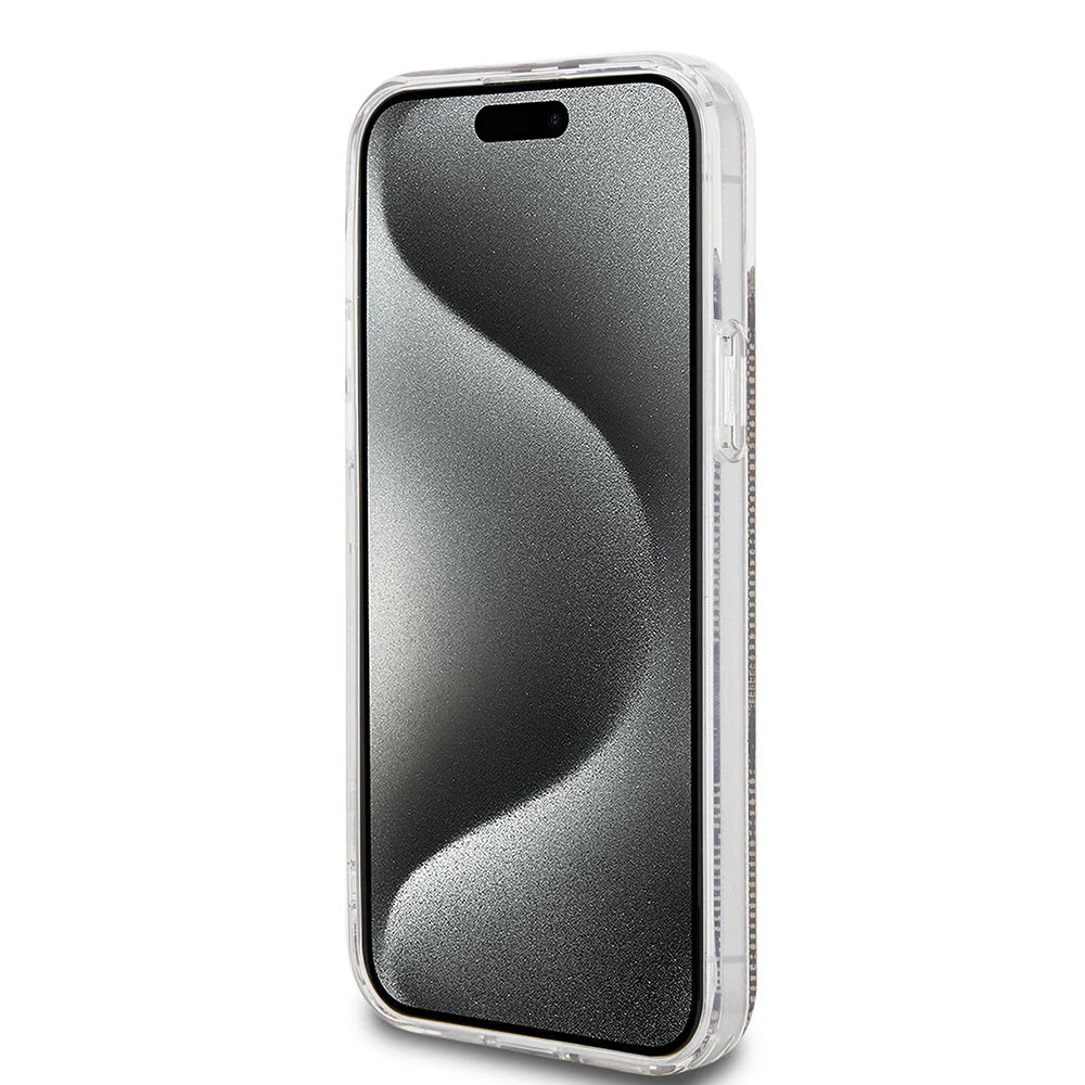 Case for Apple iPhone 15 Plus, Guess, IML 4G Gold Stripe, Brown - Image 2