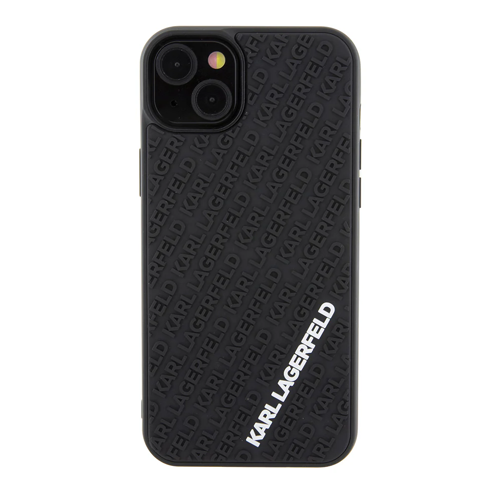 Case for Apple iPhone 15 Plus, Karl Lagerfeld, 3D Rubber Multi Logo, Black - Image 2
