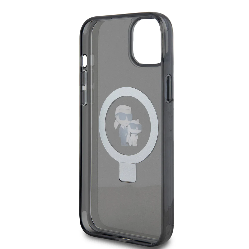 Case for Apple iPhone 15 Plus, Karl Lagerfeld, Ringstand Karl & Choupette, Black - Image 4