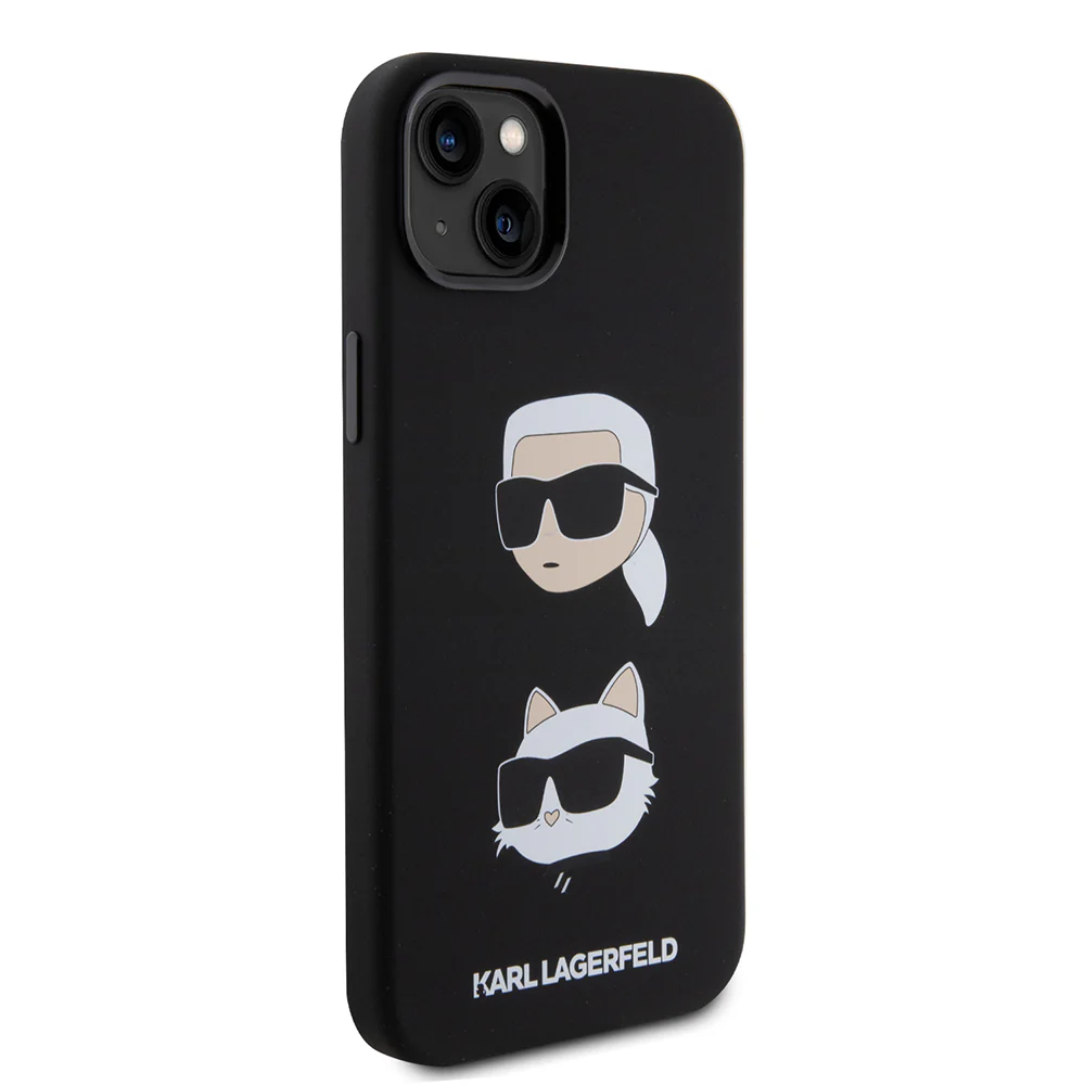 Case for Apple iPhone 15 Plus, Karl Lagerfeld, Silicone Karl & Choupette's Heads, Black - Image 6