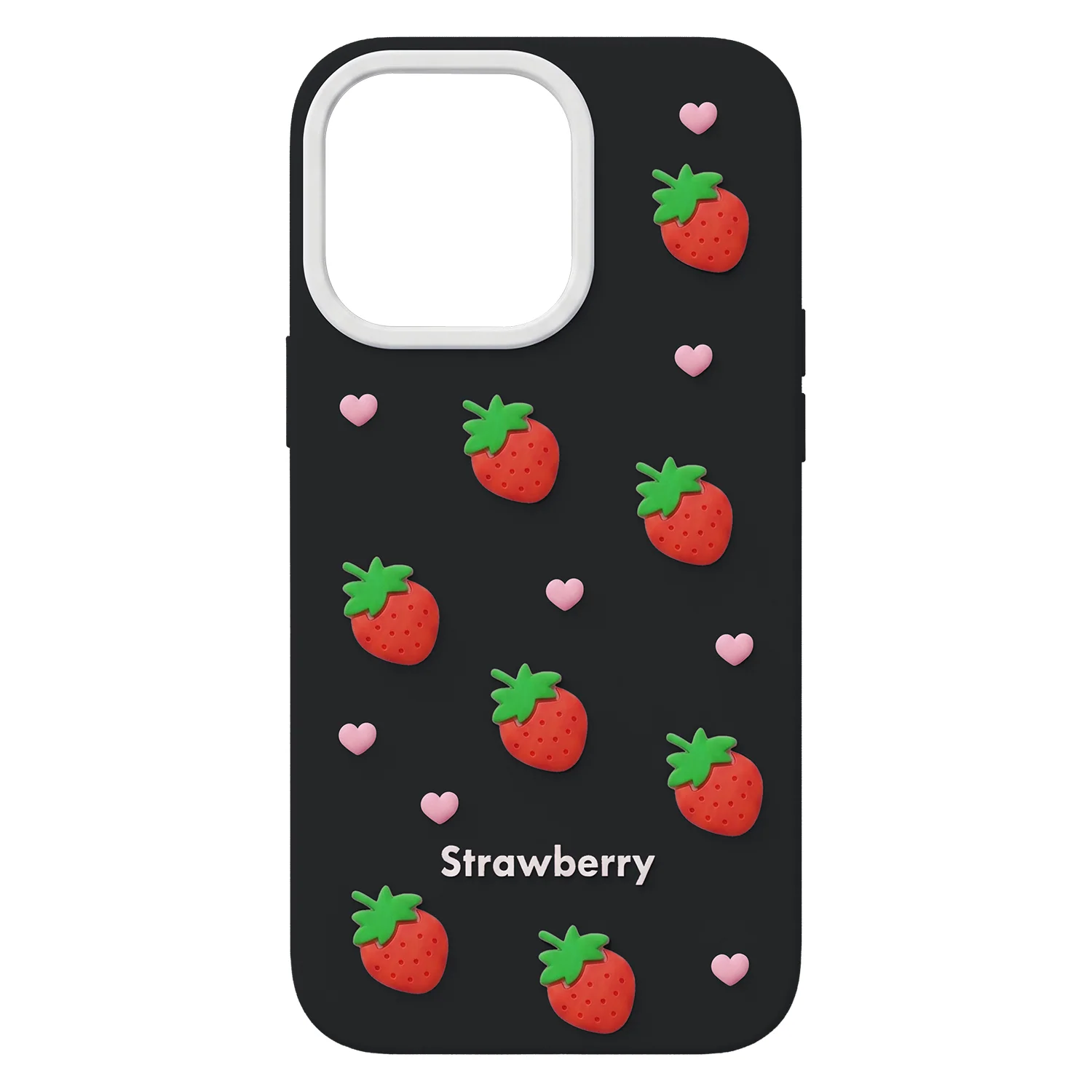 Case for Apple iPhone 15 Pro / 14 Pro, OEM, Strawberry, Black - Image 2