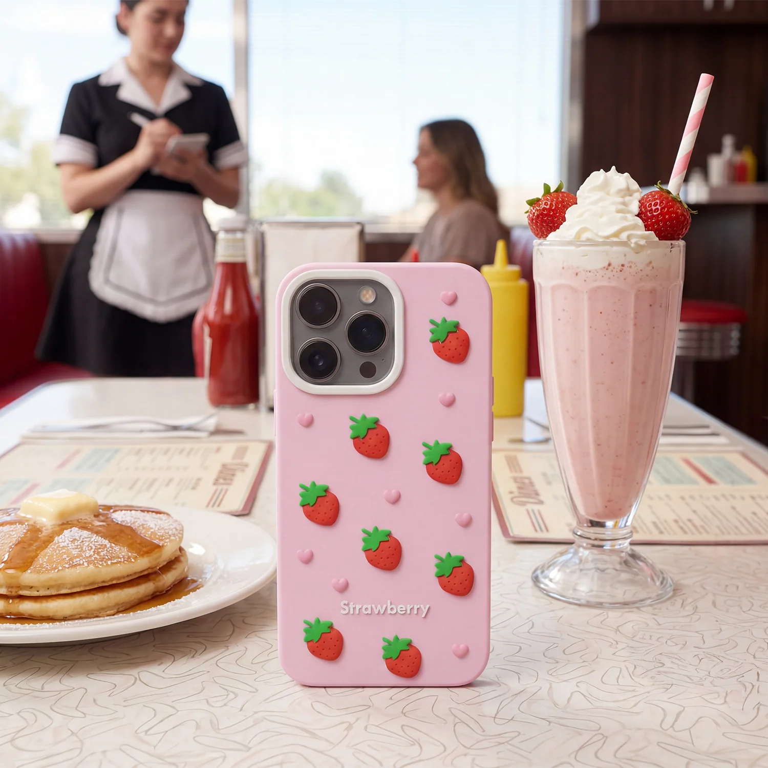 Case for Apple iPhone 15 Pro / 14 Pro, OEM, Strawberry, Pink - Image 5