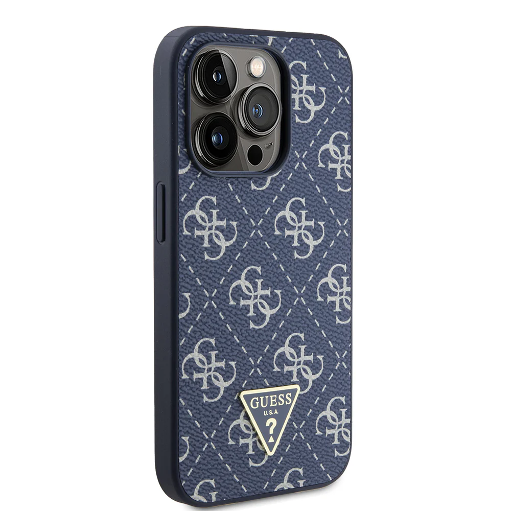 Case for Apple iPhone 15 Pro, Guess, 4G Triangle Logo, Blue - Image 4