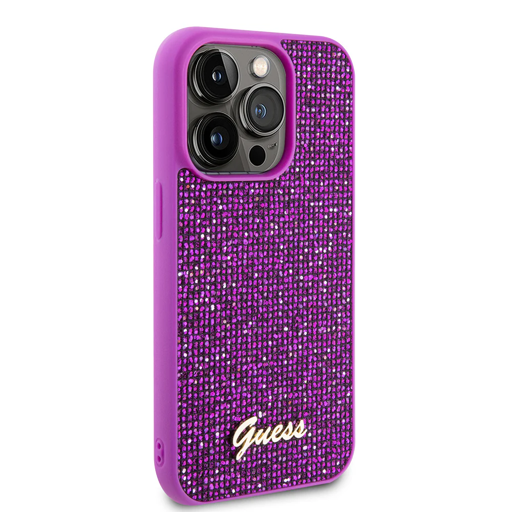 Case for Apple iPhone 15 Pro, Guess, Disco Metal Script, Fuchsia - Image 3
