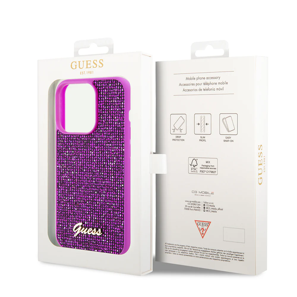 Case for Apple iPhone 15 Pro, Guess, Disco Metal Script, Fuchsia - Image 6
