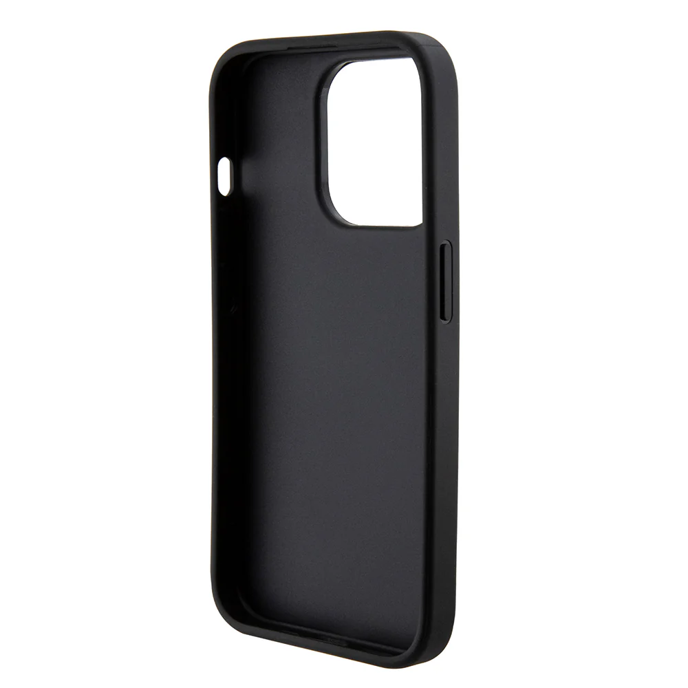 Case for Apple iPhone 15 Pro, Guess, Grip Stand 4G Saffiano Strass, Black - Image 6