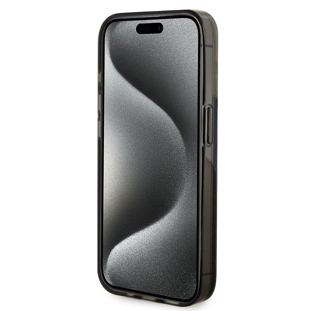 Case for Apple iPhone 15 Pro, Guess, Liquid Glitter Gold Stripe, Black - Image 3