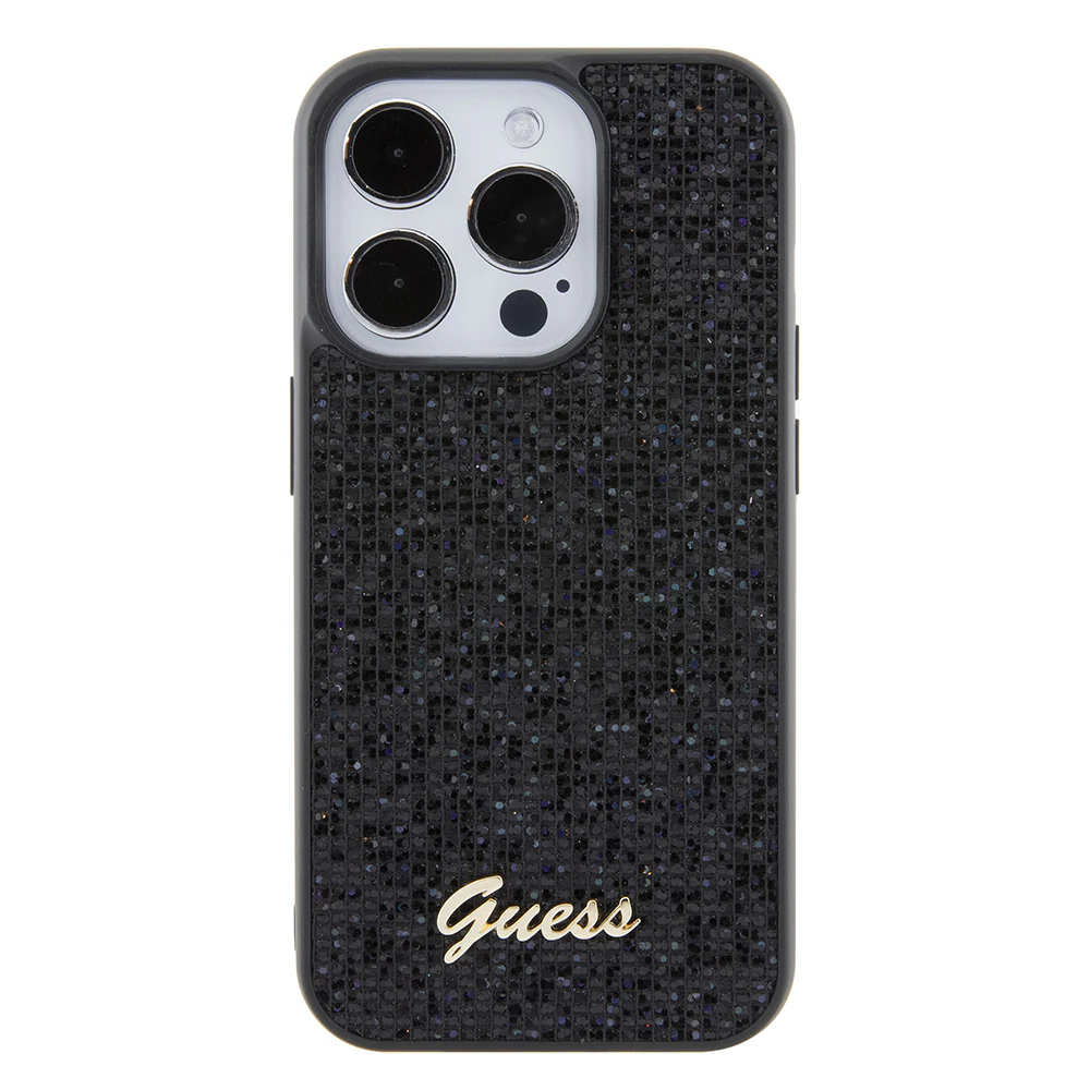Case for Apple iPhone 15 Pro, Guess, PU Square Mirror Script Logo, Black GUHCP15LPMSDGSK - Image 3