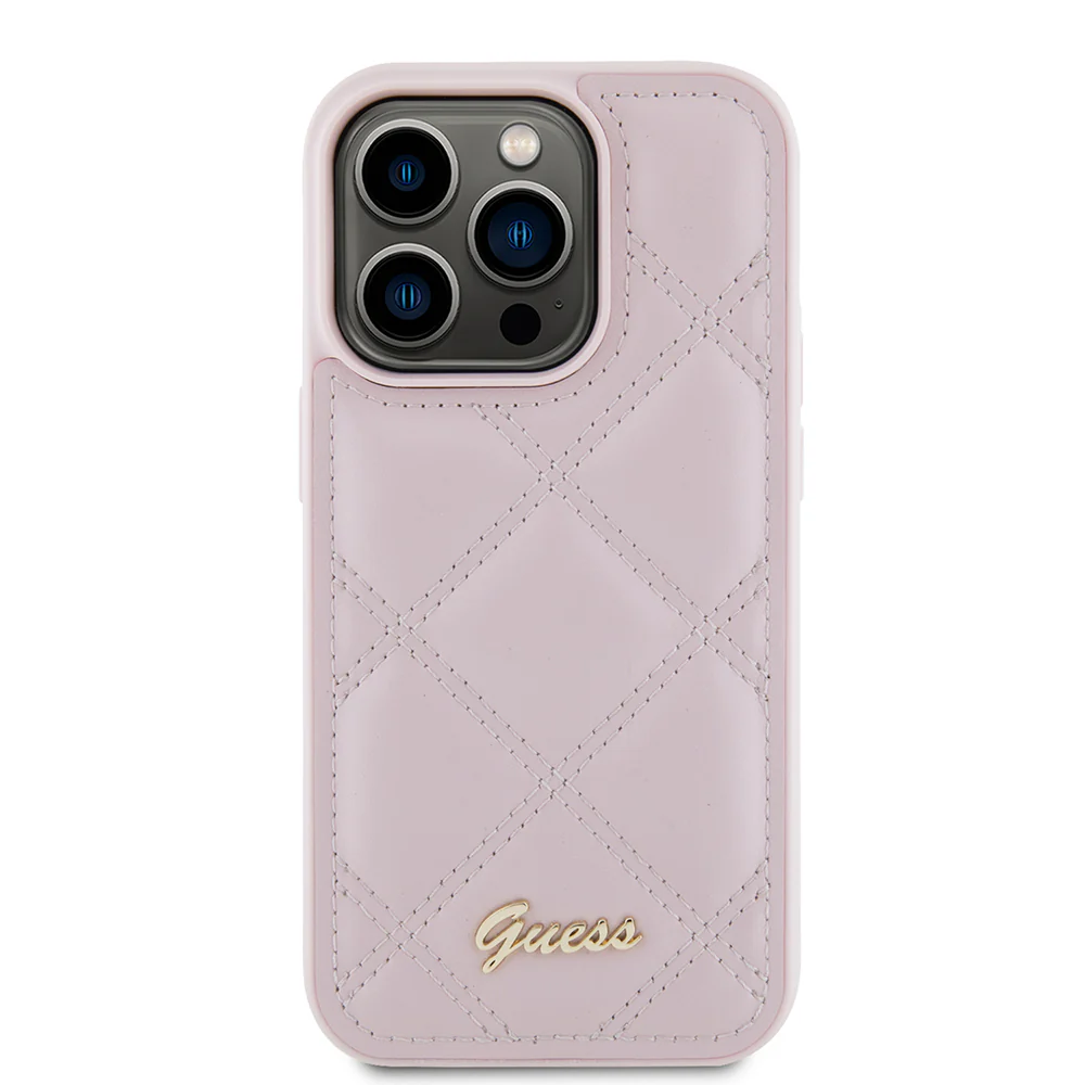 Case for Apple iPhone 15 Pro, Guess, Quilted Metal Logo, Pink - Image 2