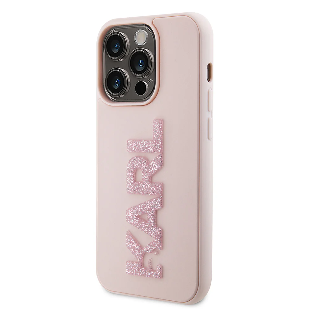 Case for Apple iPhone 15 Pro, Karl Lagerfeld, 3D Rubber Glitter Logo Karl, Pink - Image 7