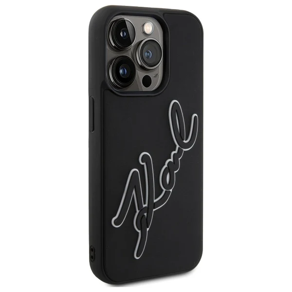 Case for Apple iPhone 15 Pro, Karl Lagerfeld, 3D Rubber Signature, Black - Image 3