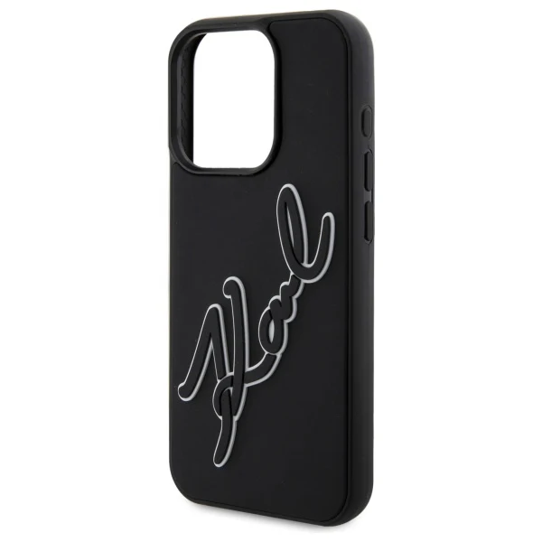 Case for Apple iPhone 15 Pro, Karl Lagerfeld, 3D Rubber Signature, Black - Image 4