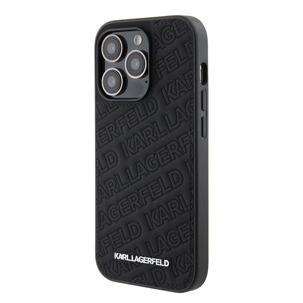 Case for Apple iPhone 15 Pro, Karl Lagerfeld, Diagonal Quilted K Pattern, Black - Image 5