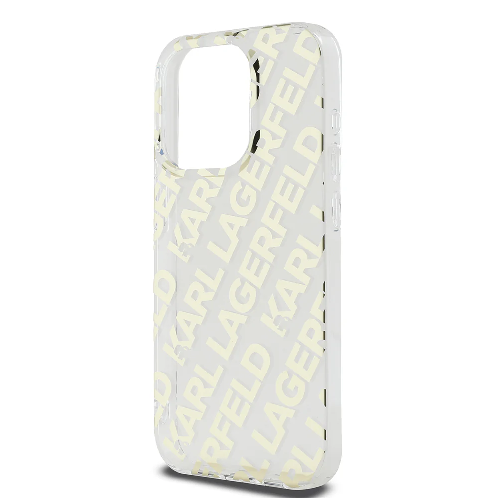 Case for Apple iPhone 15 Pro, Karl Lagerfeld, IML Electroplated Repeated Logo, Gold - Image 2