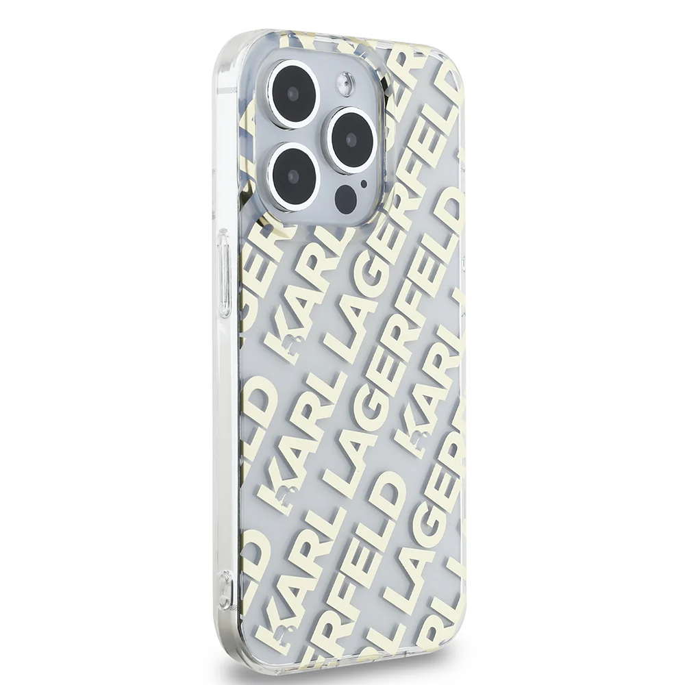 Case for Apple iPhone 15 Pro, Karl Lagerfeld, IML Electroplated Repeated Logo, Gold - Image 7