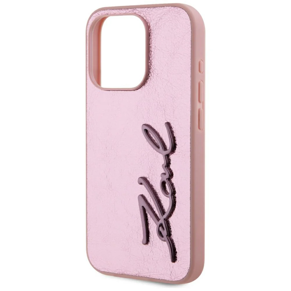Case for Apple iPhone 15 Pro, Karl Lagerfeld, Metal Signature, Pink - Image 6