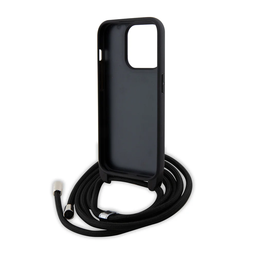 Case for Apple iPhone 15 Pro, Karl Lagerfeld, Saffiano Crossbody Monogram Metal Pin Karl, Black - Image 6