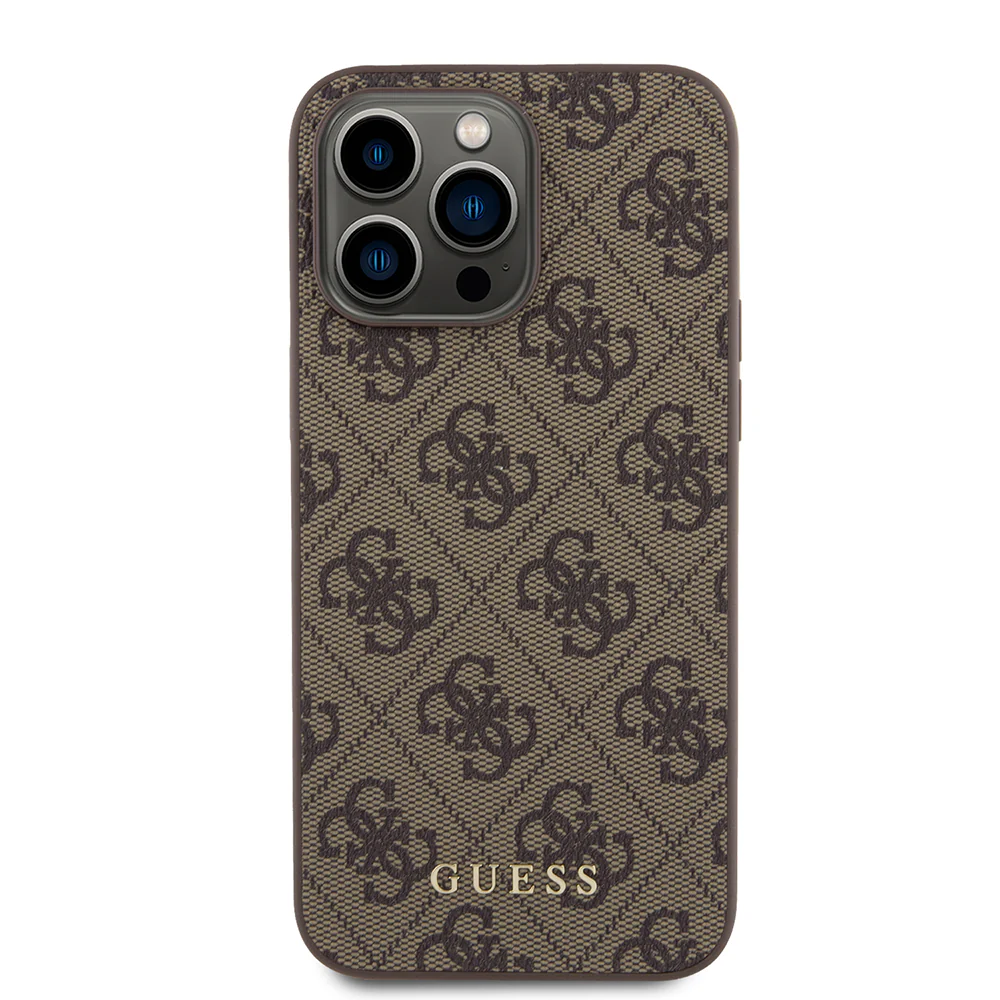 Case for Apple iPhone 15 Pro Max, Guess, 4G Metal Gold Logo, Brown - Image 2