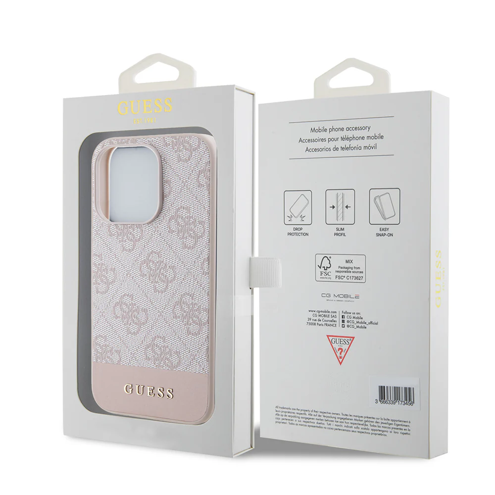 Case for Apple iPhone 15 Pro Max, Guess, 4G Stripe, Pink - Image 6