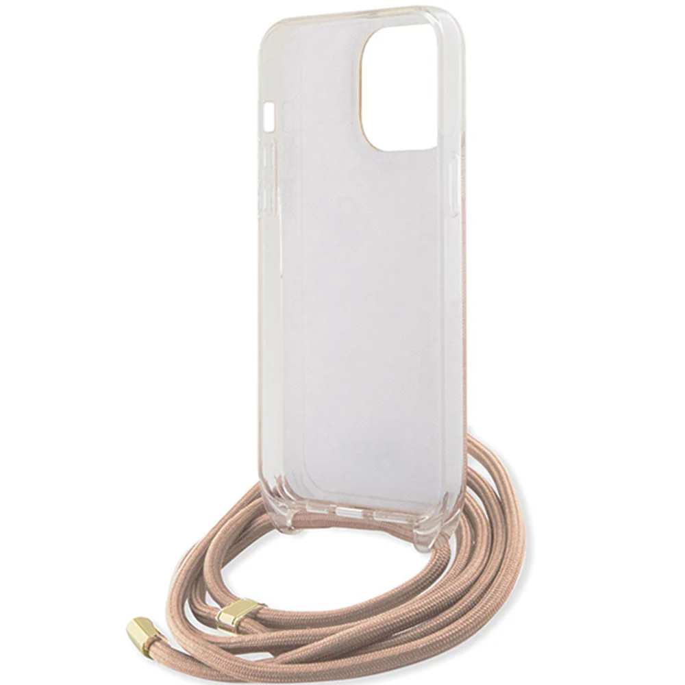 Case for Apple iPhone 15 Pro Max, Guess, Crossbody Cord 4G Print, Pink - Image 6