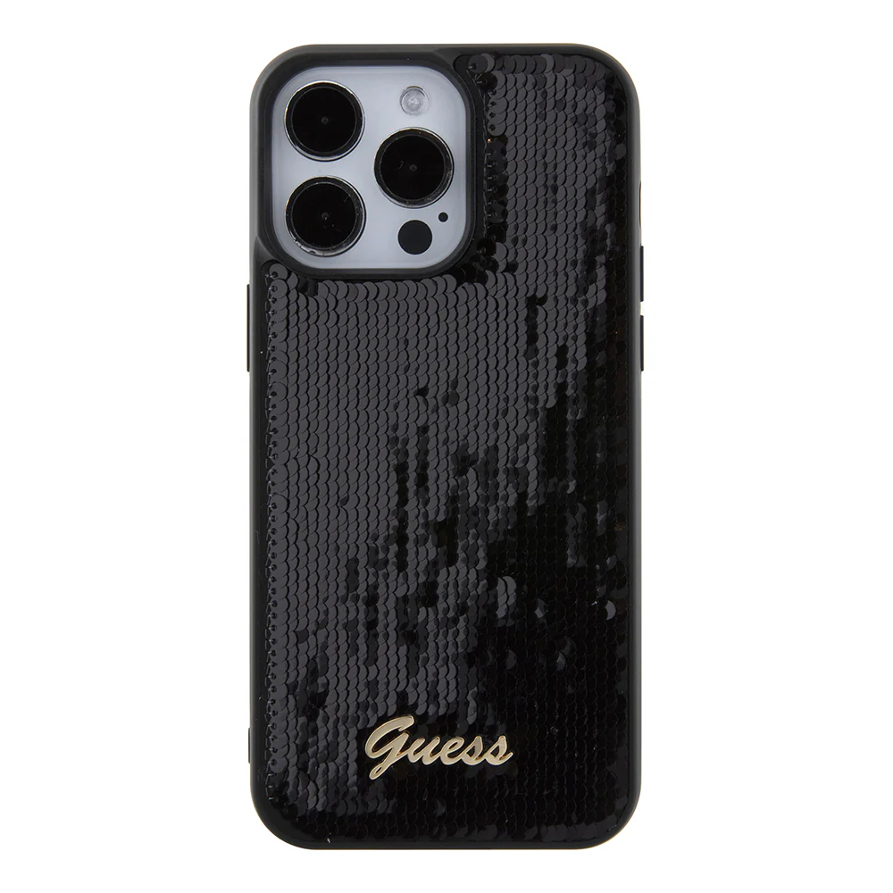 Case for Apple iPhone 15 Pro Max, Guess, Sequin Script Logo, Black - Image 3