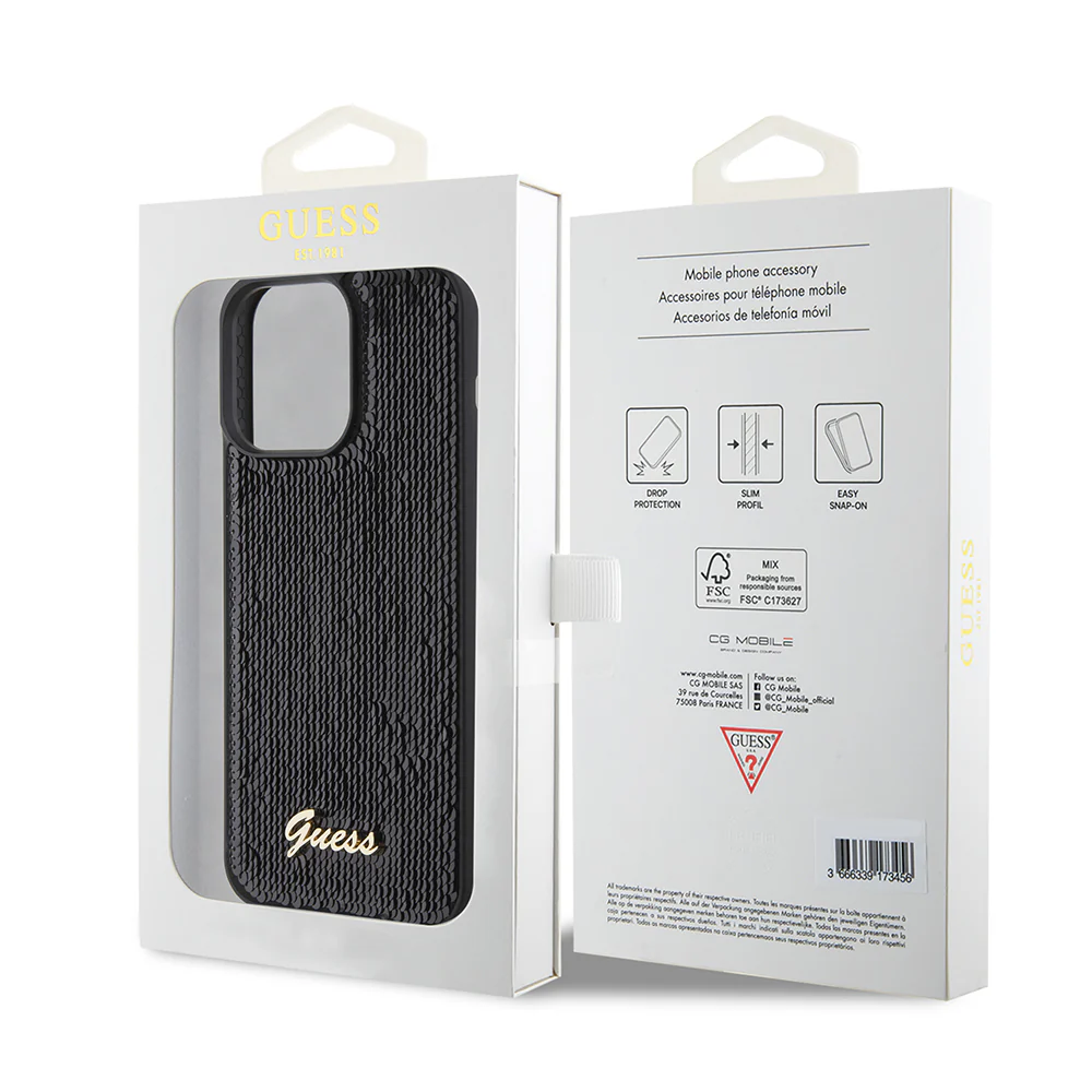 Case for Apple iPhone 15 Pro Max, Guess, Sequin Script Logo, Black - Image 7
