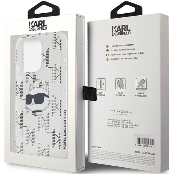 Case for Apple iPhone 15 Pro Max, Karl Lagerfeld, IML Electroplated Choupette Head, Transparent - Image 7