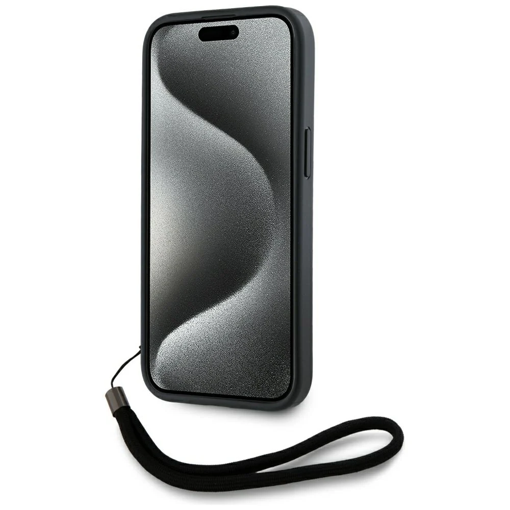 Case for Apple iPhone 15 Pro Max, Karl Lagerfeld, Saffiano Athleisure Stripes with Strap, Pink - Image 6