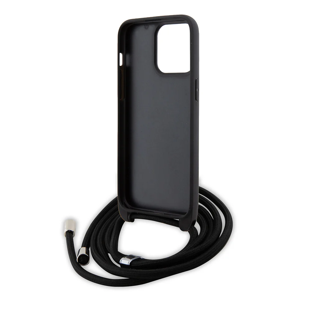 Case for Apple iPhone 15 Pro Max, Karl Lagerfeld, Saffiano Crossbody Monogram Metal Pin Karl, Black - Image 5