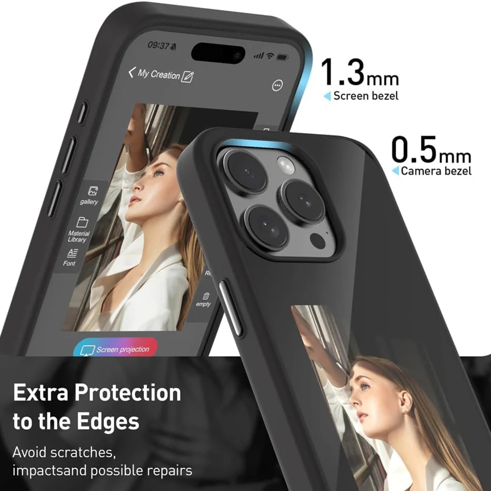 Case for Apple iPhone 15 Pro, Techsuit, SmartScreen NFC, Black - Image 3